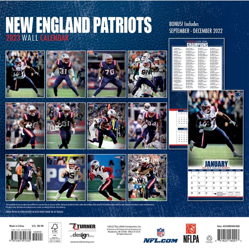 NFL New England Patriots 2023 Mini Wall Calendar - Calendars.com