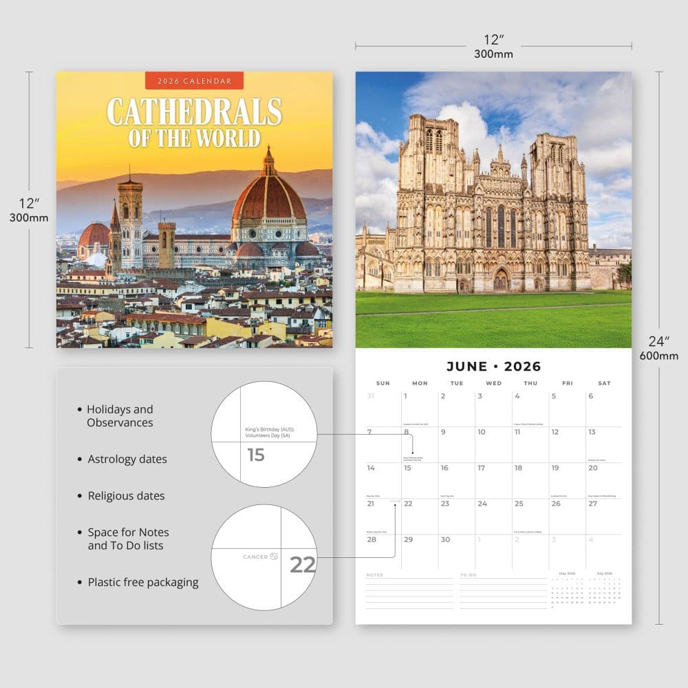 Cathedrals of the World 2026 Wall Calendar Fourth Alternate Image
