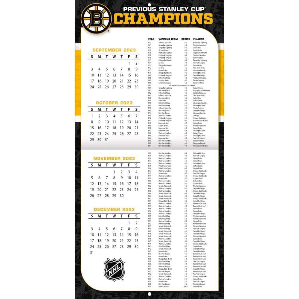 Boston Bruins 2025 Wall Calendar