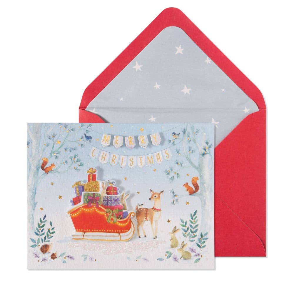 Sleigh Gifts and Deer 10 Count Boxed Christmas Cards Main Product Image width="1000" height="1000"