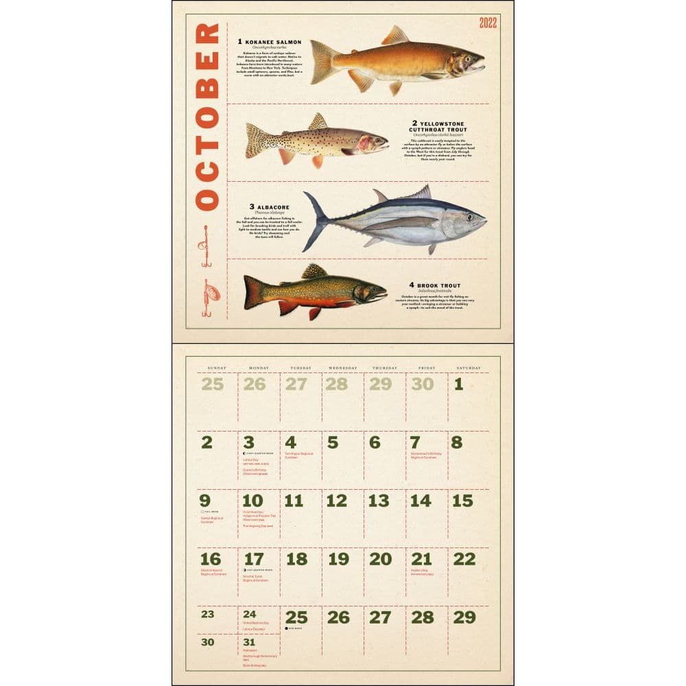 Fishing Illustrations 2022 Wall Calendar - Calendars.com