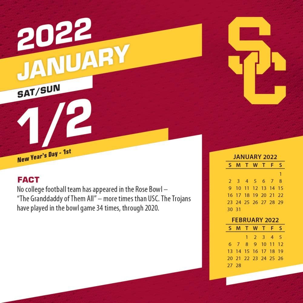 Col Usc Trojans 2022 Desk Calendar - Calendars.com