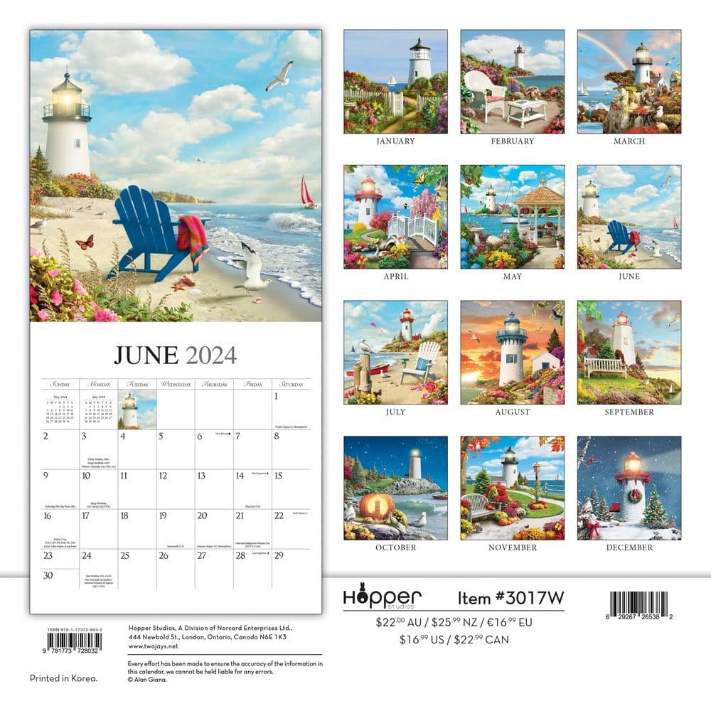 Guiding Light Hopper 2024 Wall Calendar