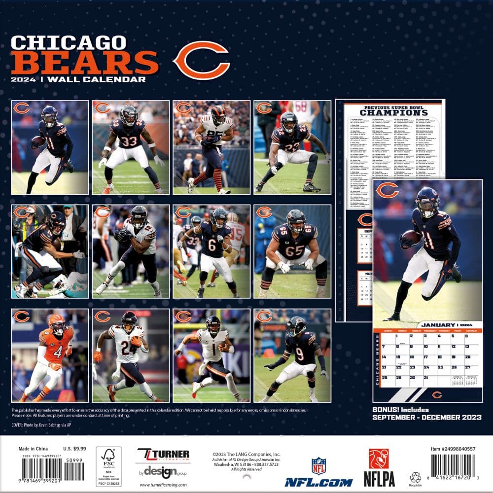 Chicago Bears 2024 Mini Wall Calendar