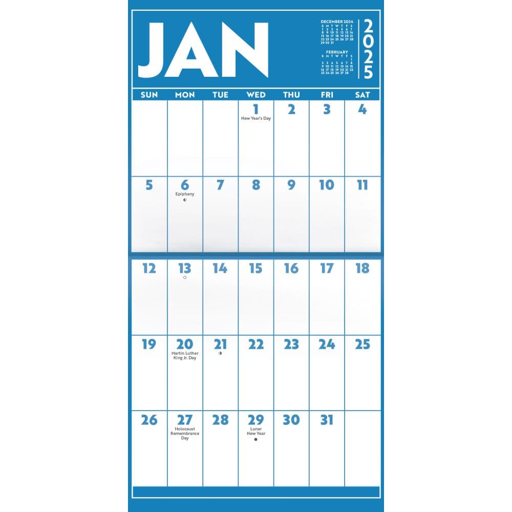 Large Print 2025 Mini Wall Calendar Alt2