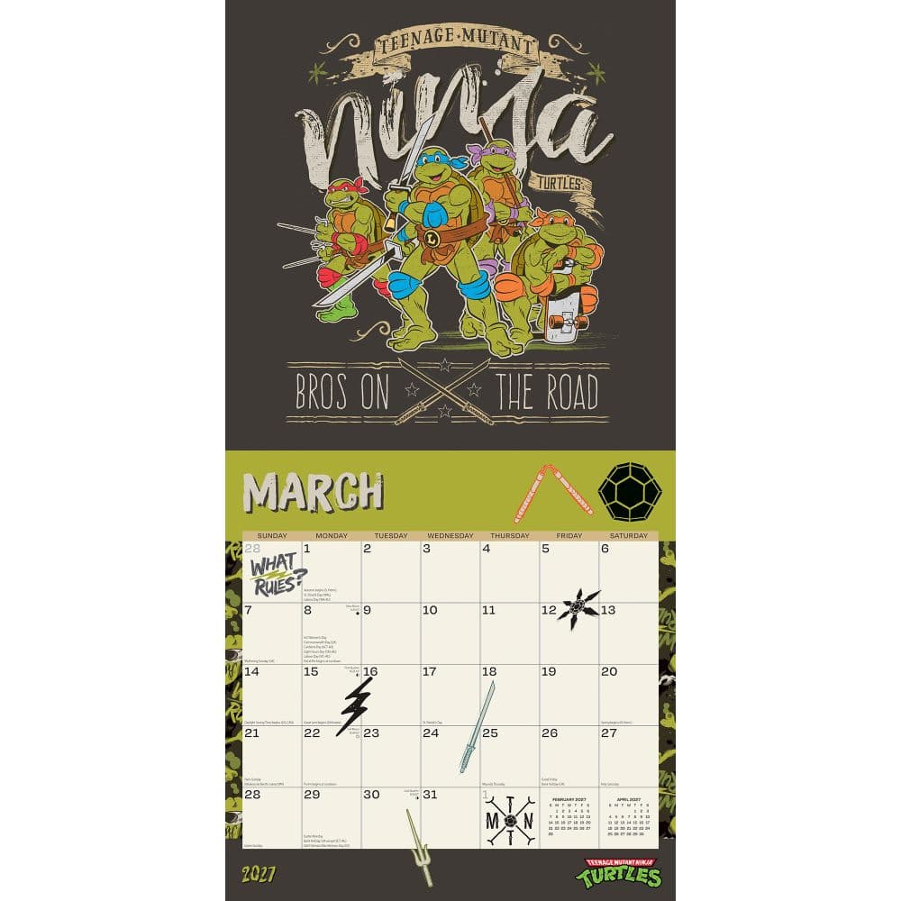 TMNT Classic 2027 Wall Calendar Second Alternate Image