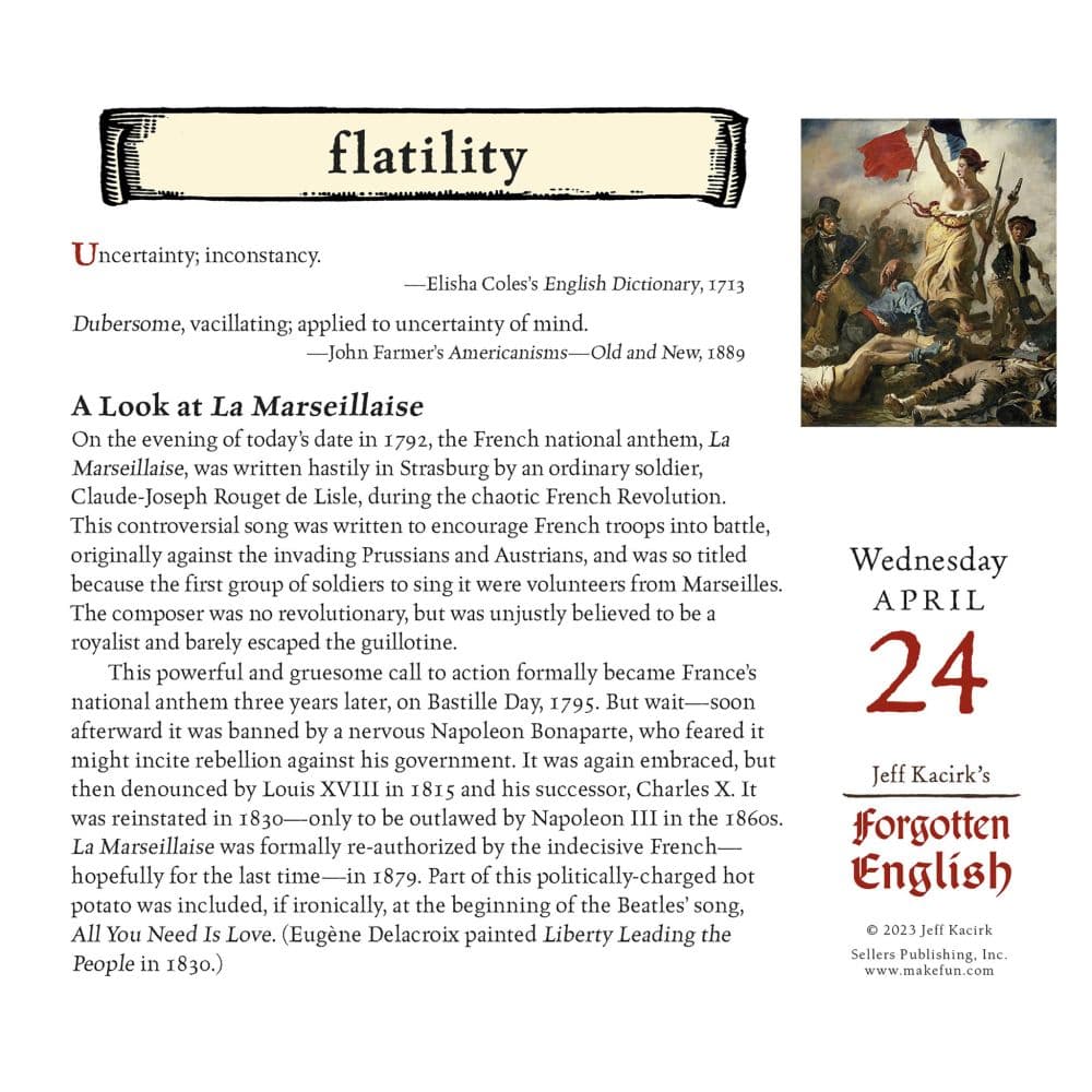 English 2025 Desk Calendar