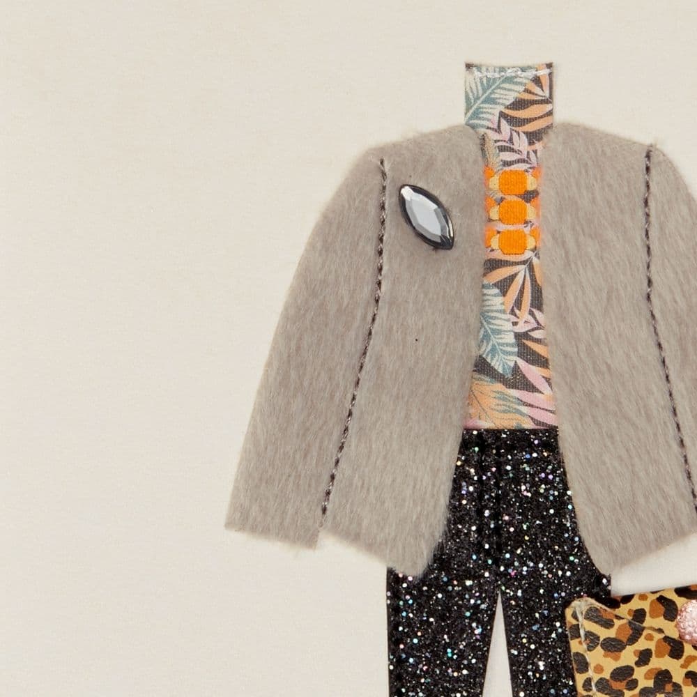 Outfit with Fur Coat Birthday Card Third Alternate Image