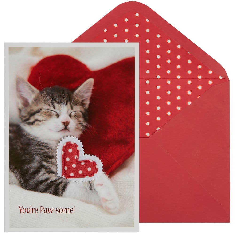 Photo Kitten And Heart Pillows Valentine&#39;s Day Card Main Product Image width=&quot;1000&quot; height=&quot;1000&quot;