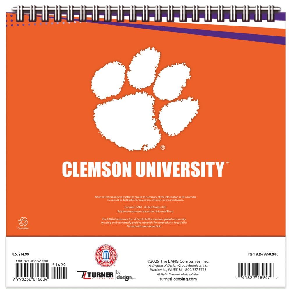 Clemson Tigers 2026 Easel Desk Calendar First Alternate Image