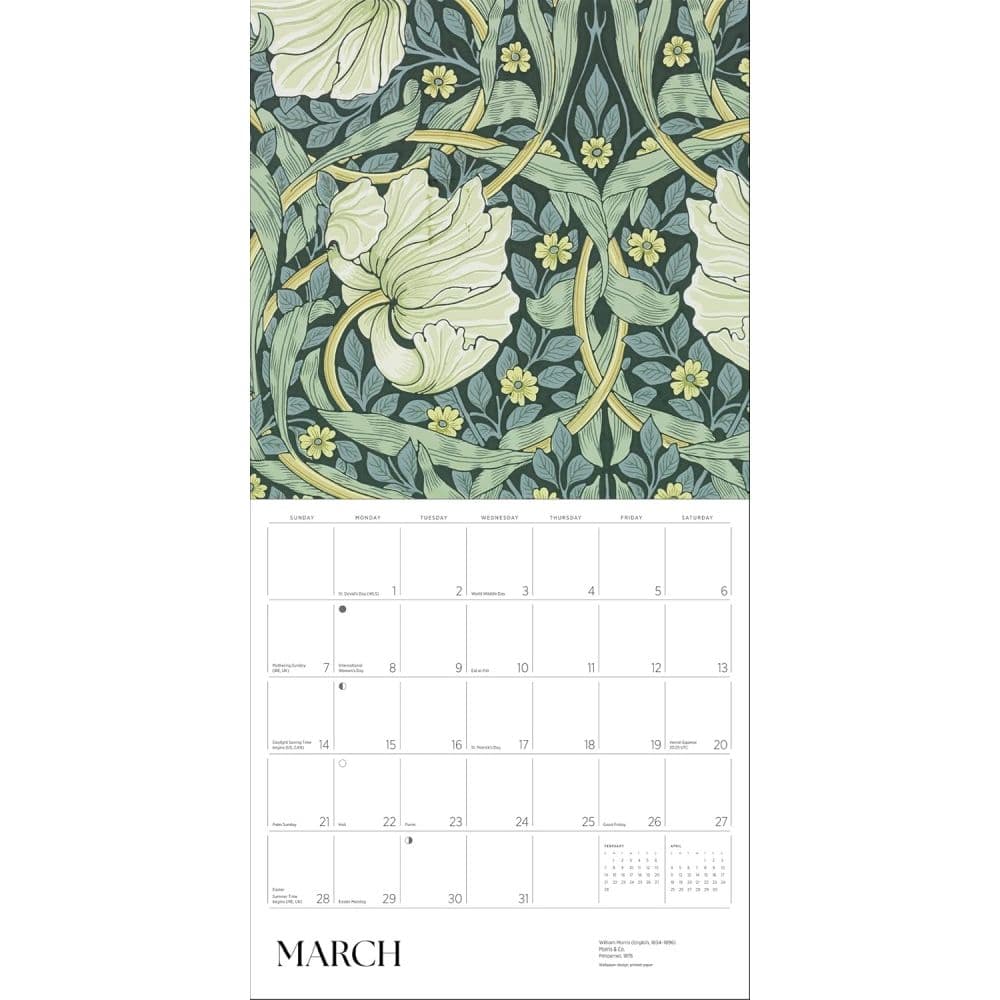 William Morris Arts and Crafts Design 2027 Wall Calendar Fourth Alternate Image