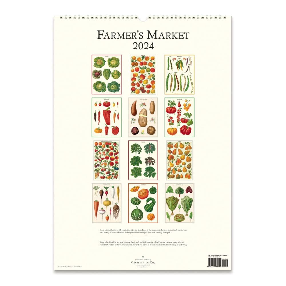 Farmers Market 2024 Poster Wall Calendar