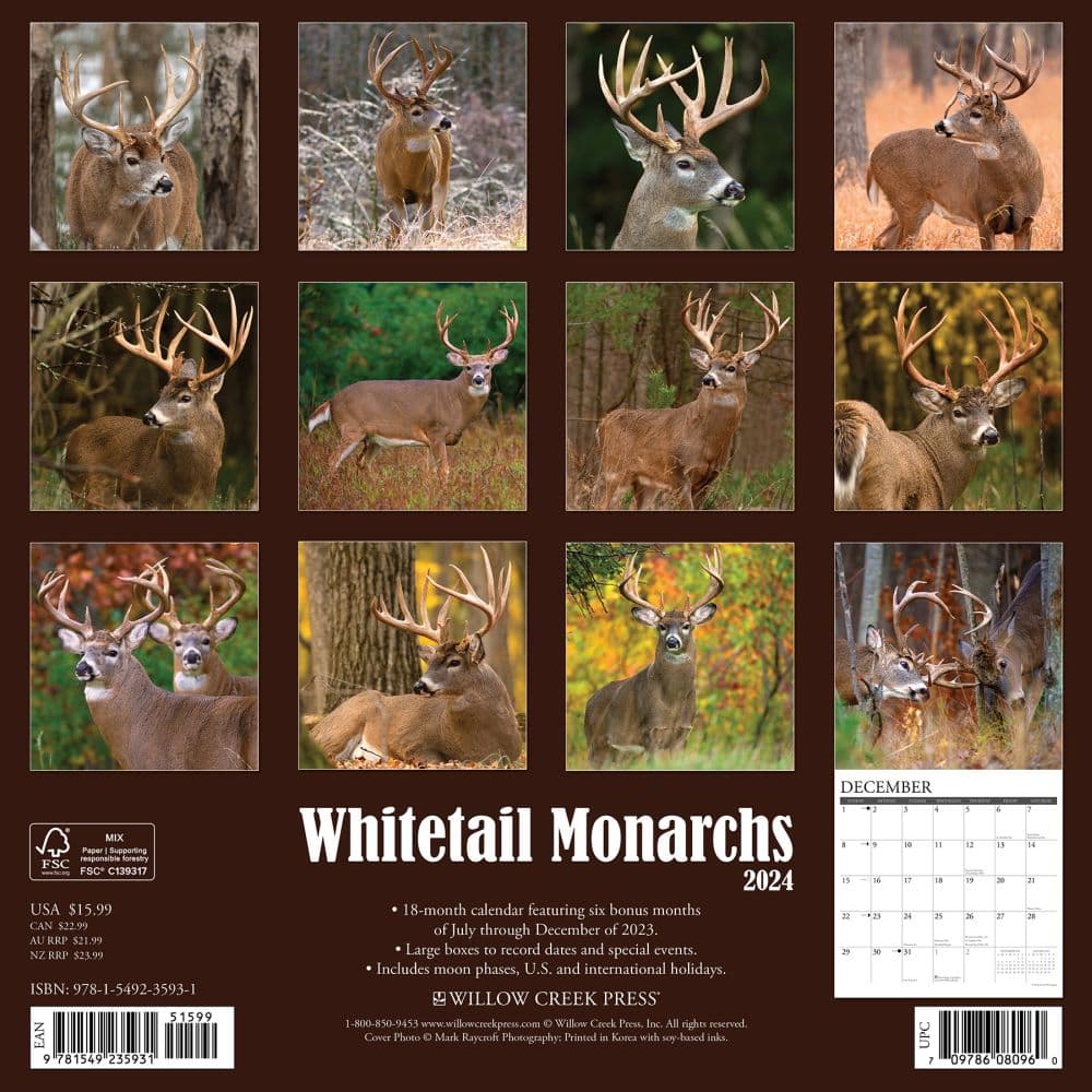 Whitetail Monarchs 2025 Wall Calendar