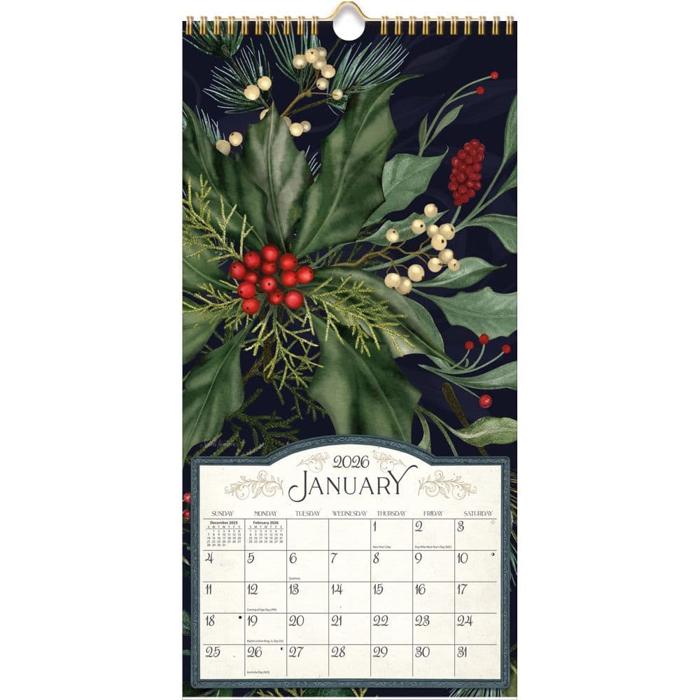 Midnight Garden 2026 Vertical Wall Calendar, 8'' X 15.8'', 12-Month Calendar with Stapled Binding