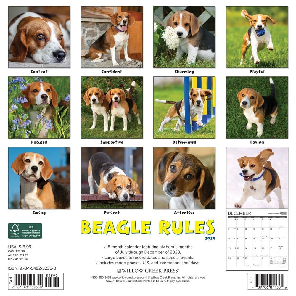 Beagle Rules 2024 Wall Calendar