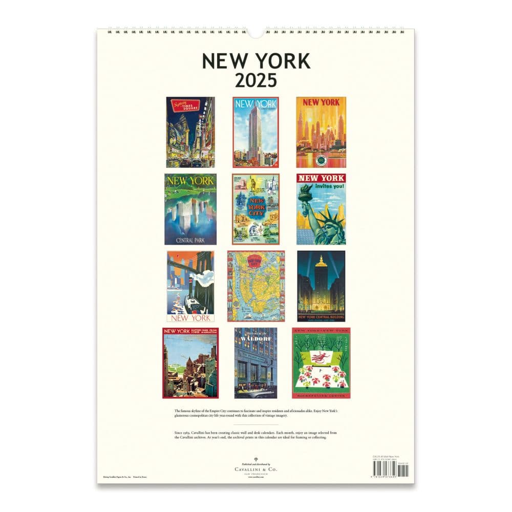 New York Art Poster 2025 Wall Calendar Second Alternate Image width="1000" height="1000"