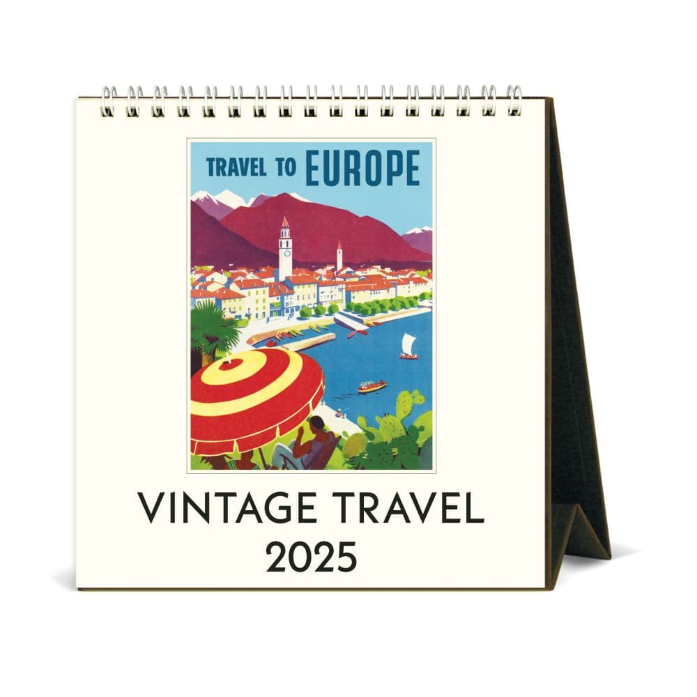 Travel Vintage 2025 Easel Desk Calendar