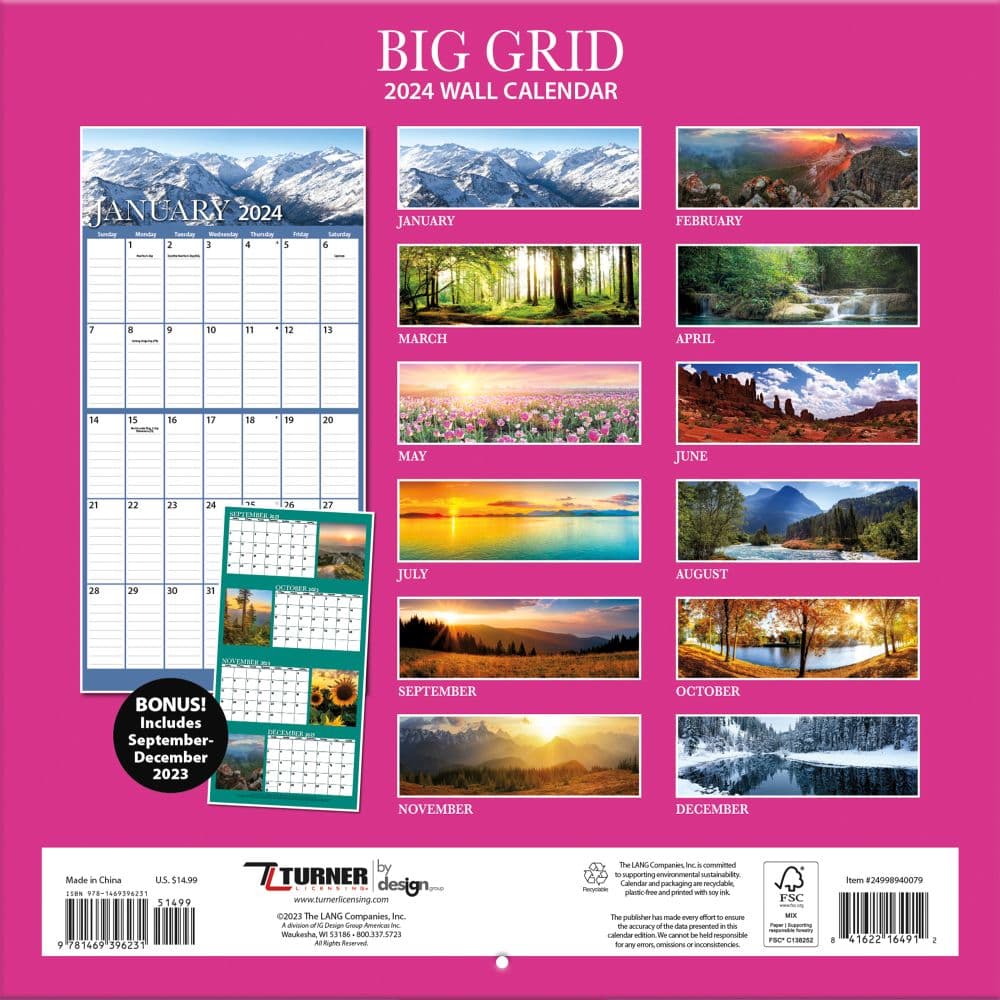 Big Grid Calendar 2024 Wall Calendar