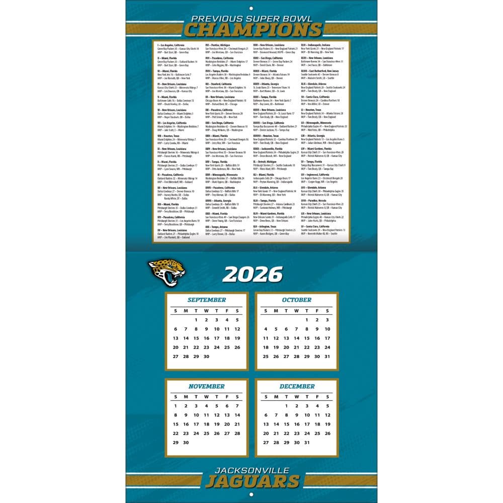 NFL Jacksonville Jaguars 2027 Wall Calendar Second Alternate Image