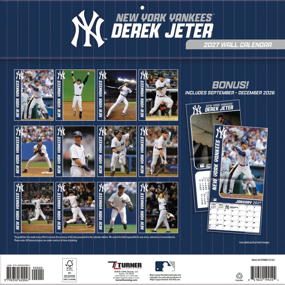 MLB New York Yankees Derek Jeter 2027 Wall Calendar First Alternate Image