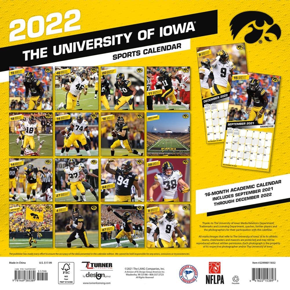 Iowa Hawkeyes 2022 Wall Calendar - Calendars.com