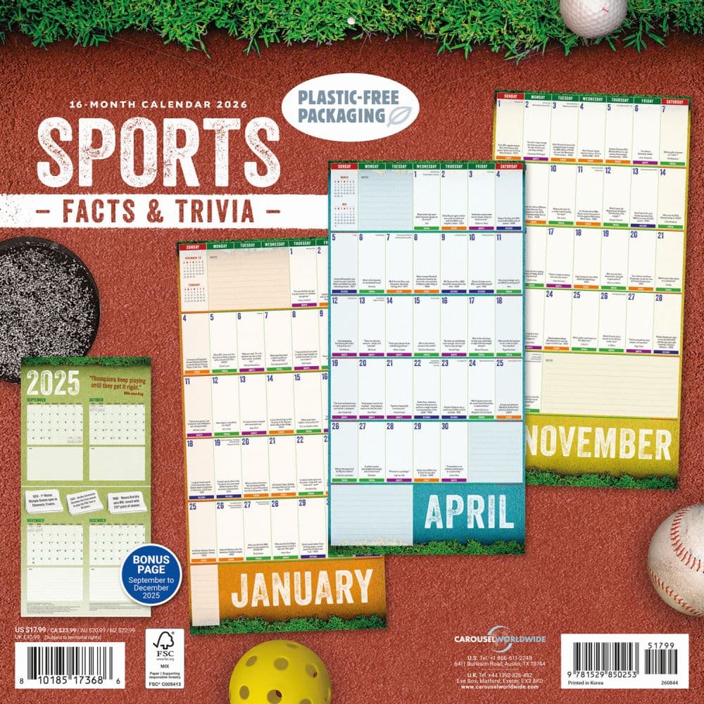 Sports Facts and Trivia 2026 Wall Calendar First Alternate Image