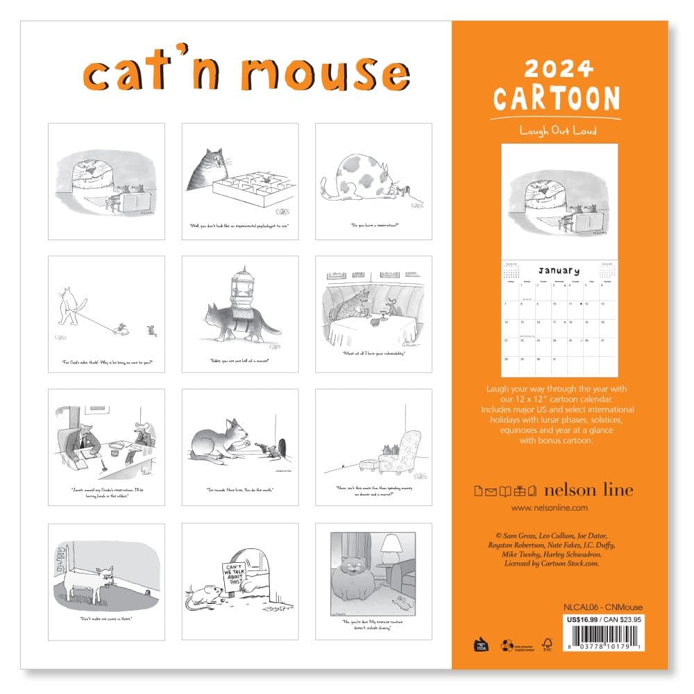 Cat & Mouse Cartoons 2024 Wall Calendar