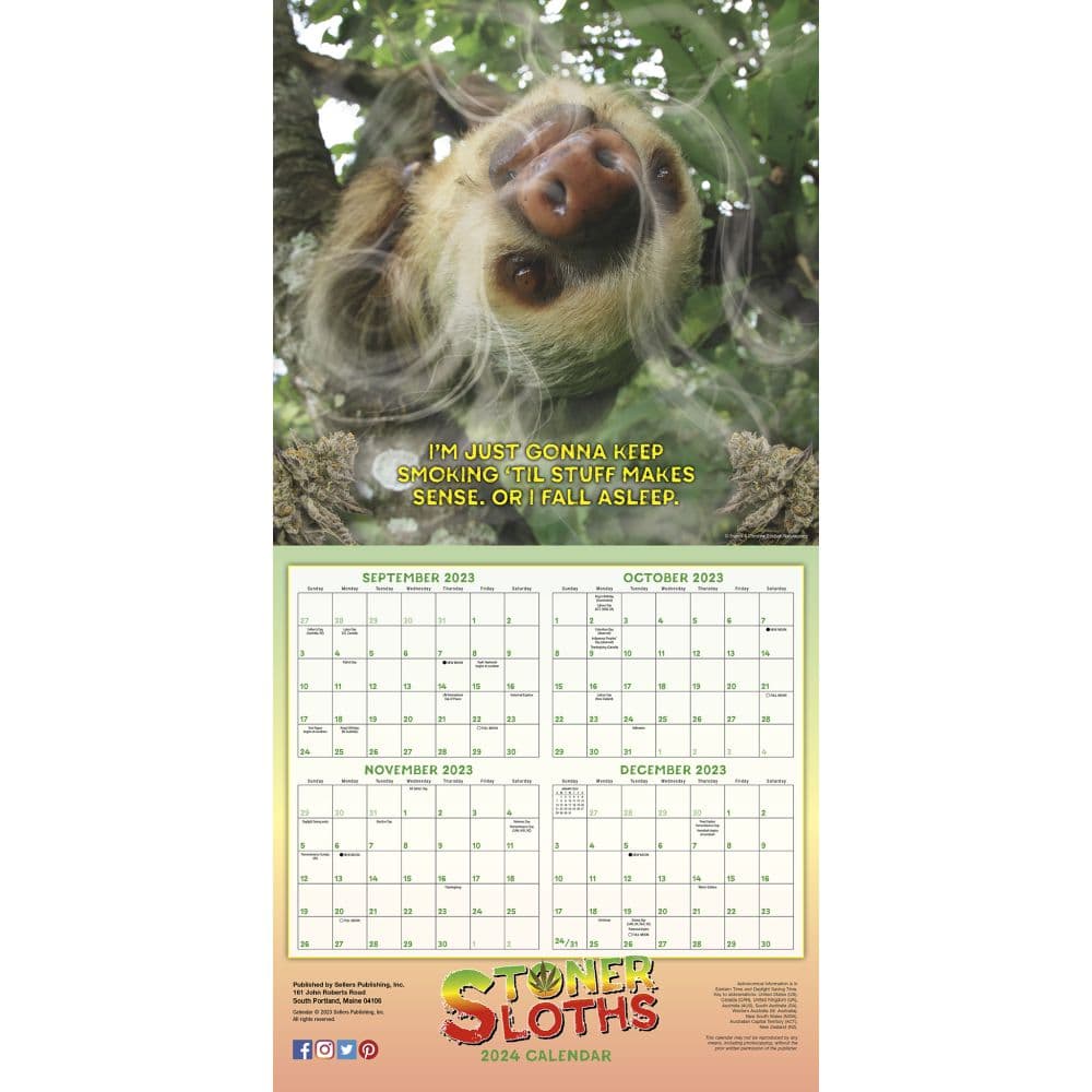 Stoner Sloths 2024 Wall Calendar