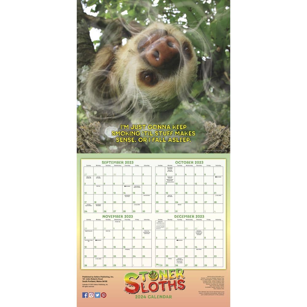 Stoner Sloths 2024 Wall Calendar Alternate Image 4