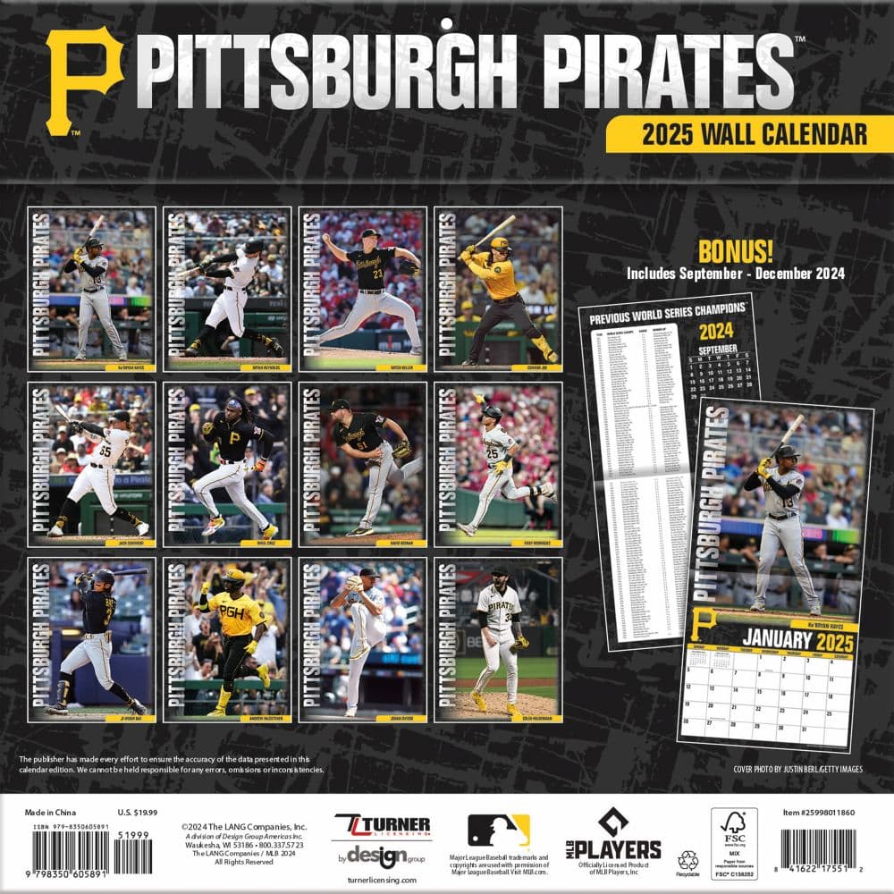 MLB Pittsburgh Pirates 2025 Wall Calendar First Alternate Image