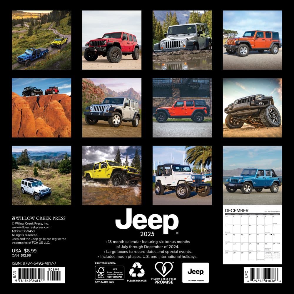 Jeep 2025 Mini Wall Calendar Alt1