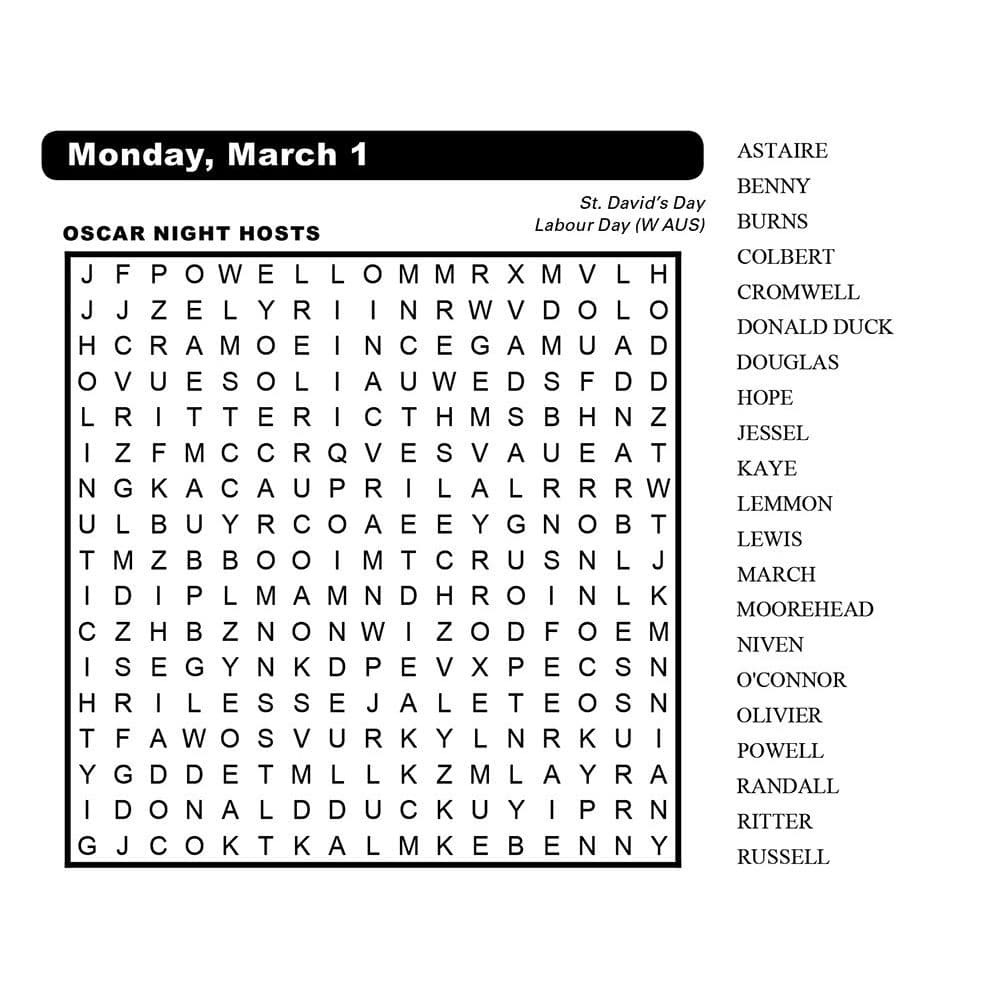 Word Search Desk Calendar