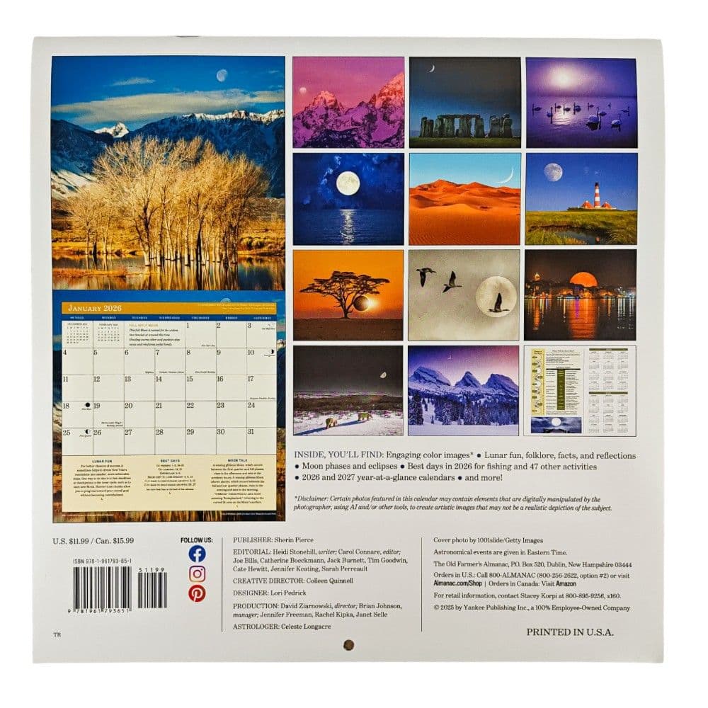 Old Farmers Almanac Moon 2026 Wall Calendar First Alternate Image