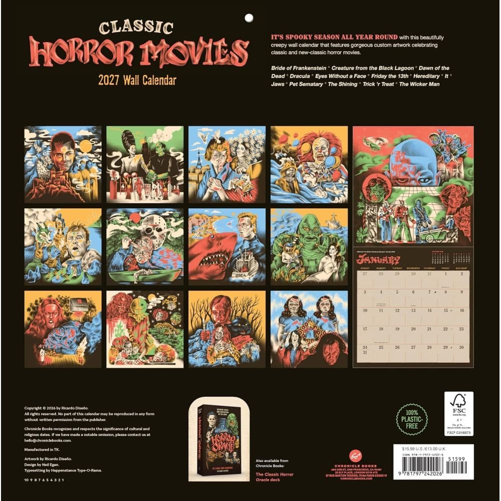 Classic Horror Movies 2027 Wall Calendar First Alternate Image