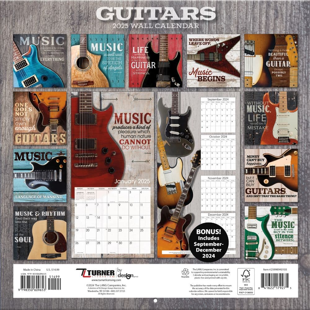 Guitars 2025 Wall Calendar Alt1