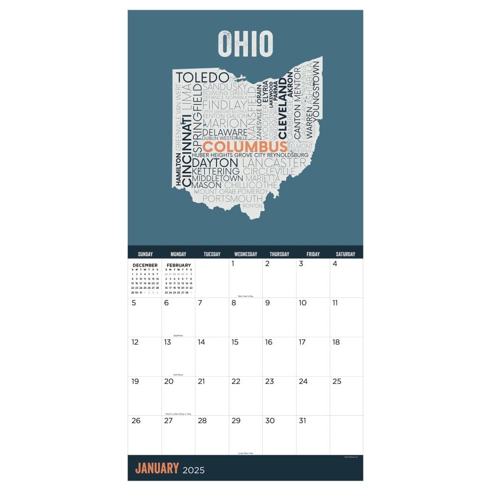 Home Ohio 2025 Wall Calendar Second Alternate Image