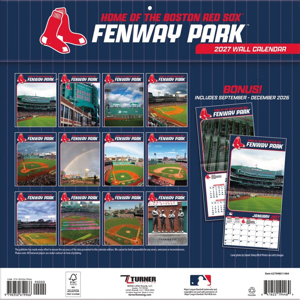 MLB Fenway Park 2027 Wall Calendar First Alternate Image