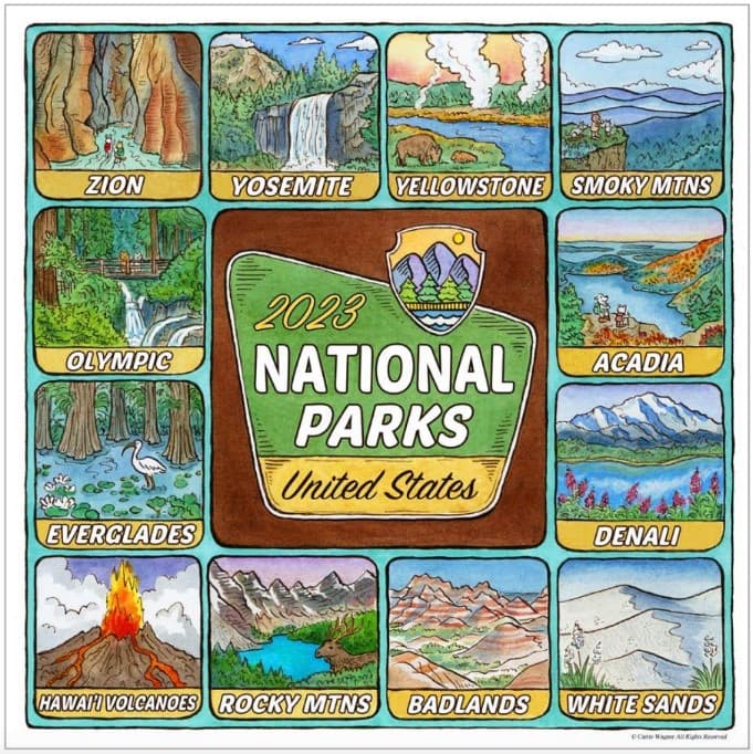 National Parks-Art 2023 Wall Calendar
