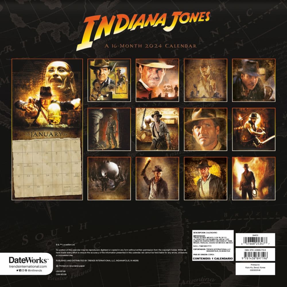 Indiana Jones Classic 2024 Wall Calendar
