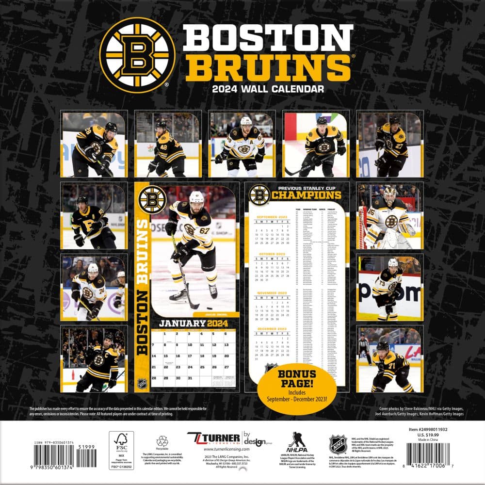 Boston Bruins 2024 Mini Wall Calendar