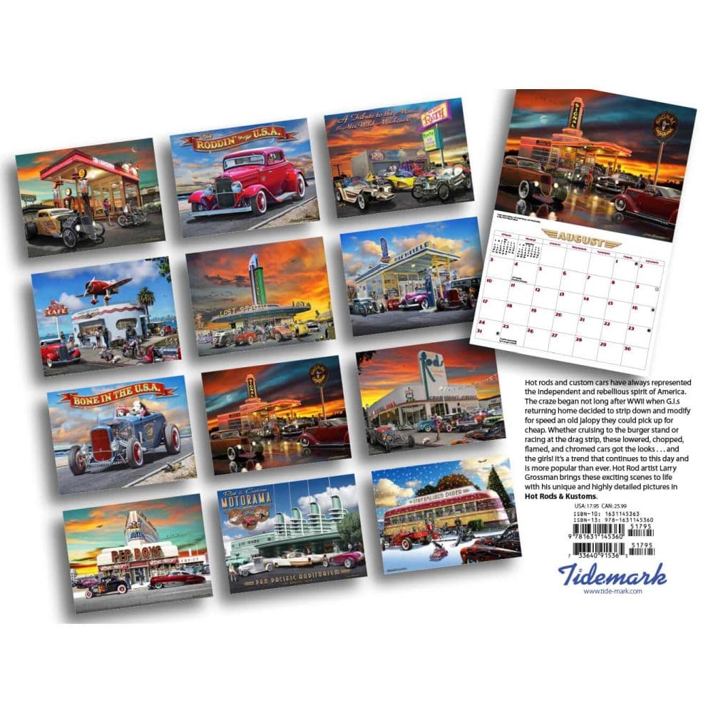 Hot Rods Grossman Art 2025 Wall Calendar