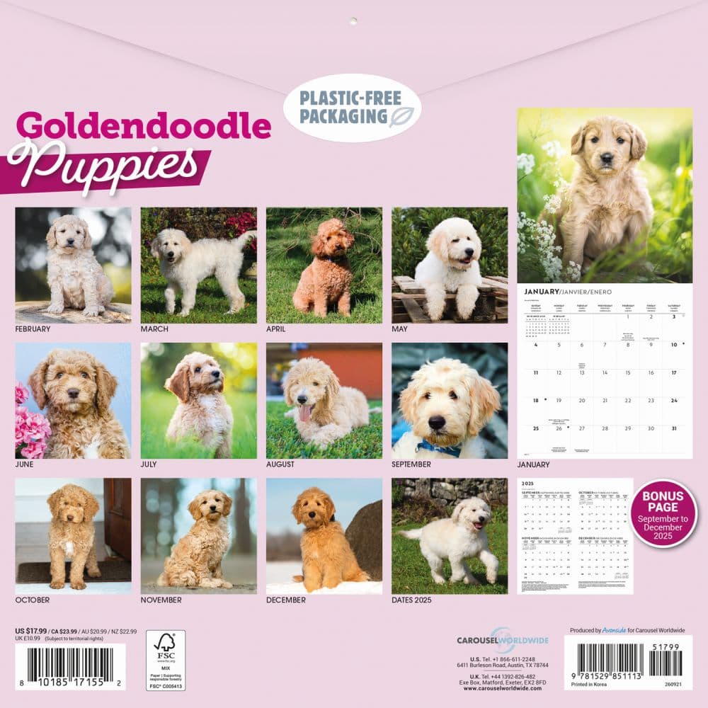 Just Goldendoodle Puppies 2026 Wall Calendar First Alternate Image