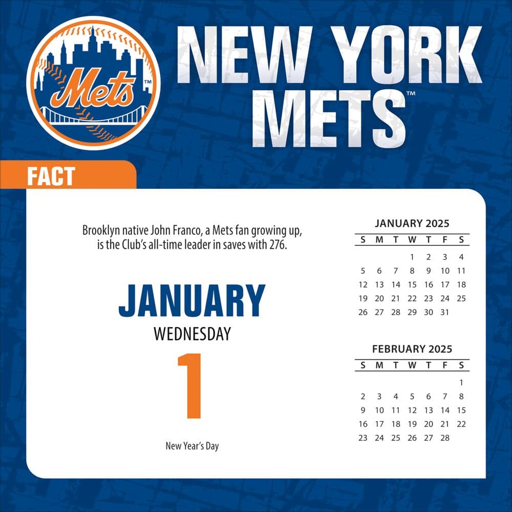 MLB New York Mets 2025 Desk Calendar First Alternate Image