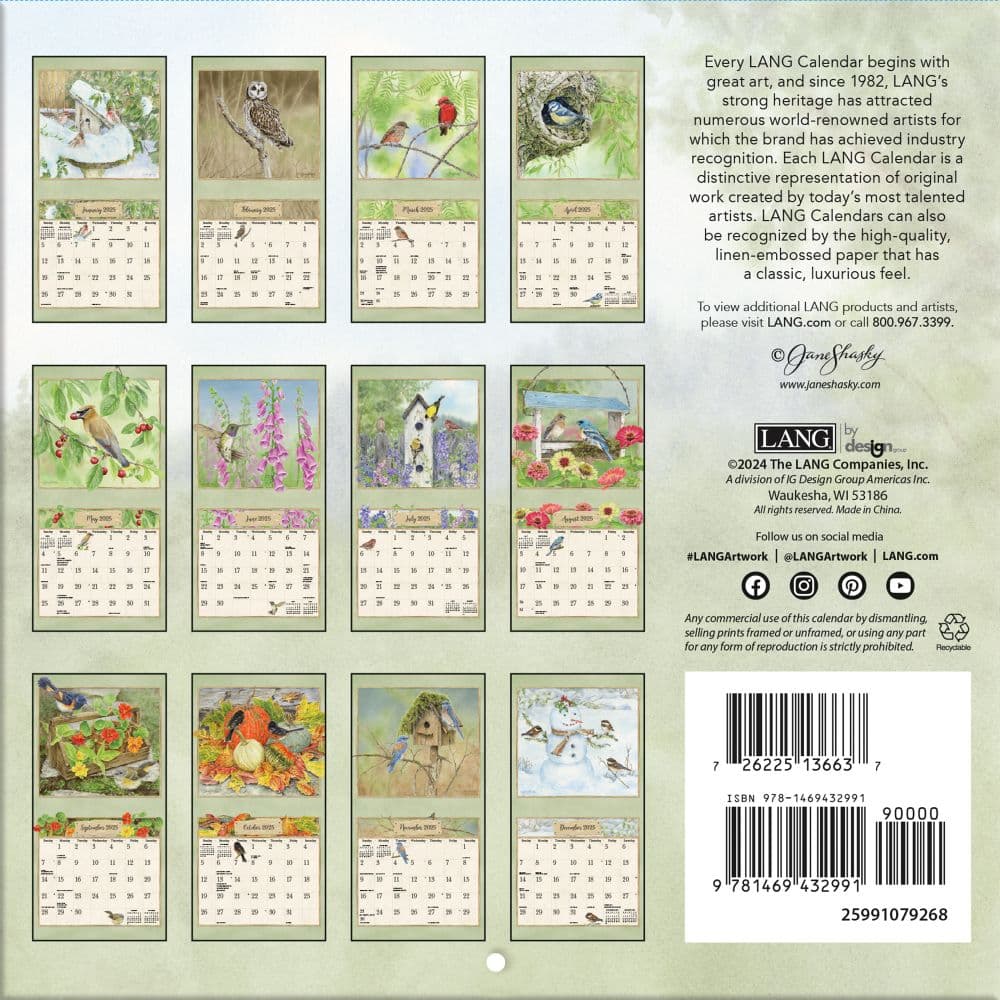 Birds in the Garden by Jane Shasky 2025 Mini Wall Calendar First Alternate Image