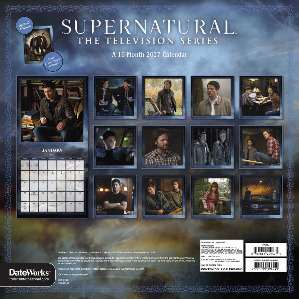 Supernatural 2027 Wall Calendar First Alternate Image