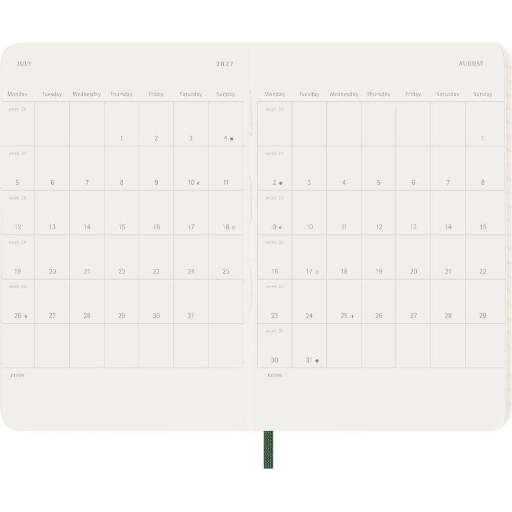 Moleskine Myrtle Green Pocket Soft Cover 2027 Daily Planner Third Alternate Image