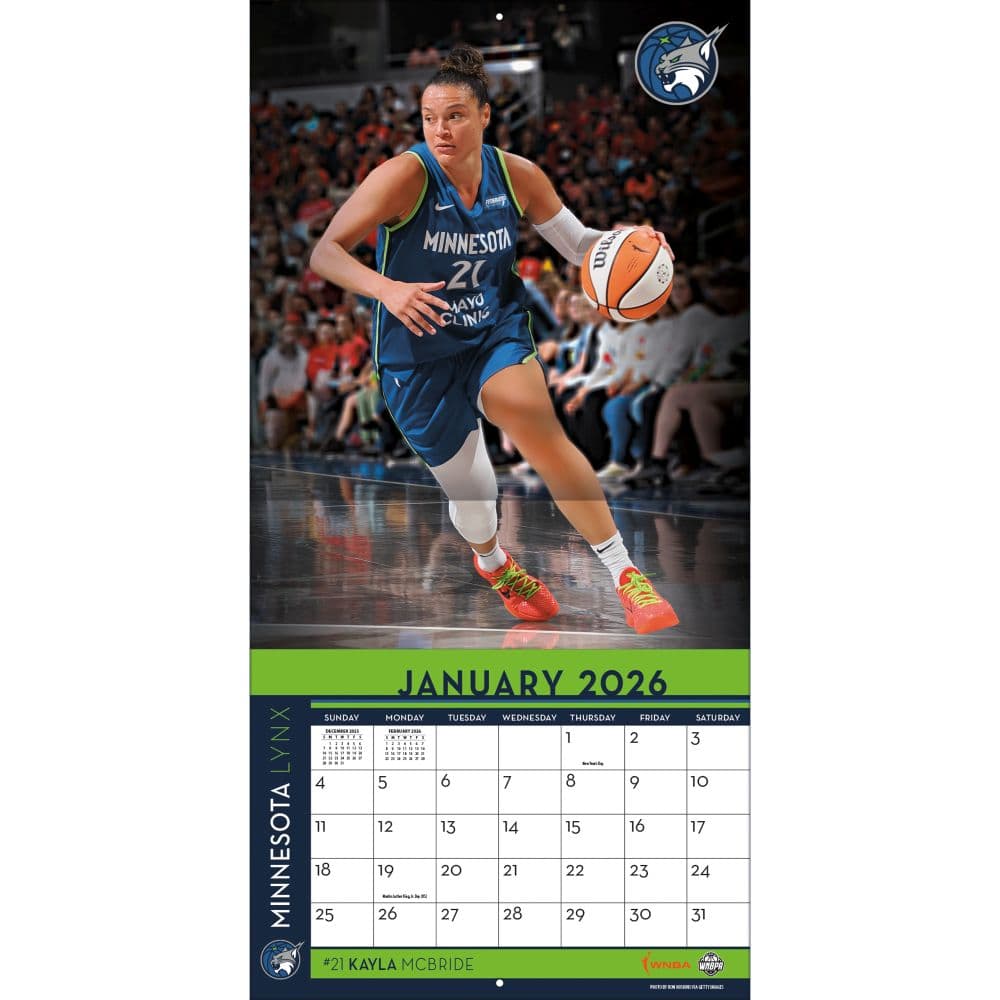 WNBA Minnesota Lynx 2026 Wall Calendar Third Alternate Image