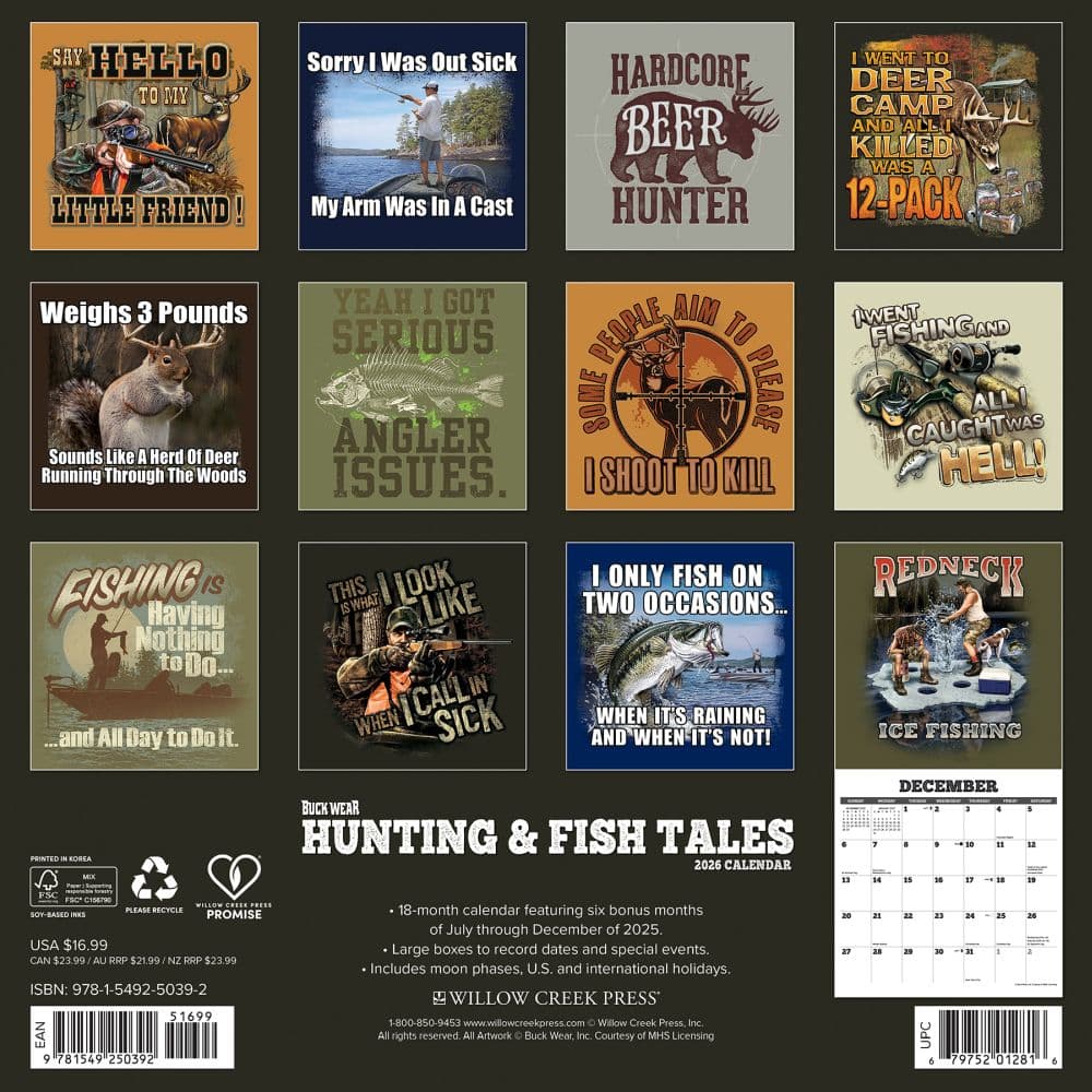 Buck Wear Hunting and Fish Tales 2026 Wall Calendar First Alternate Image