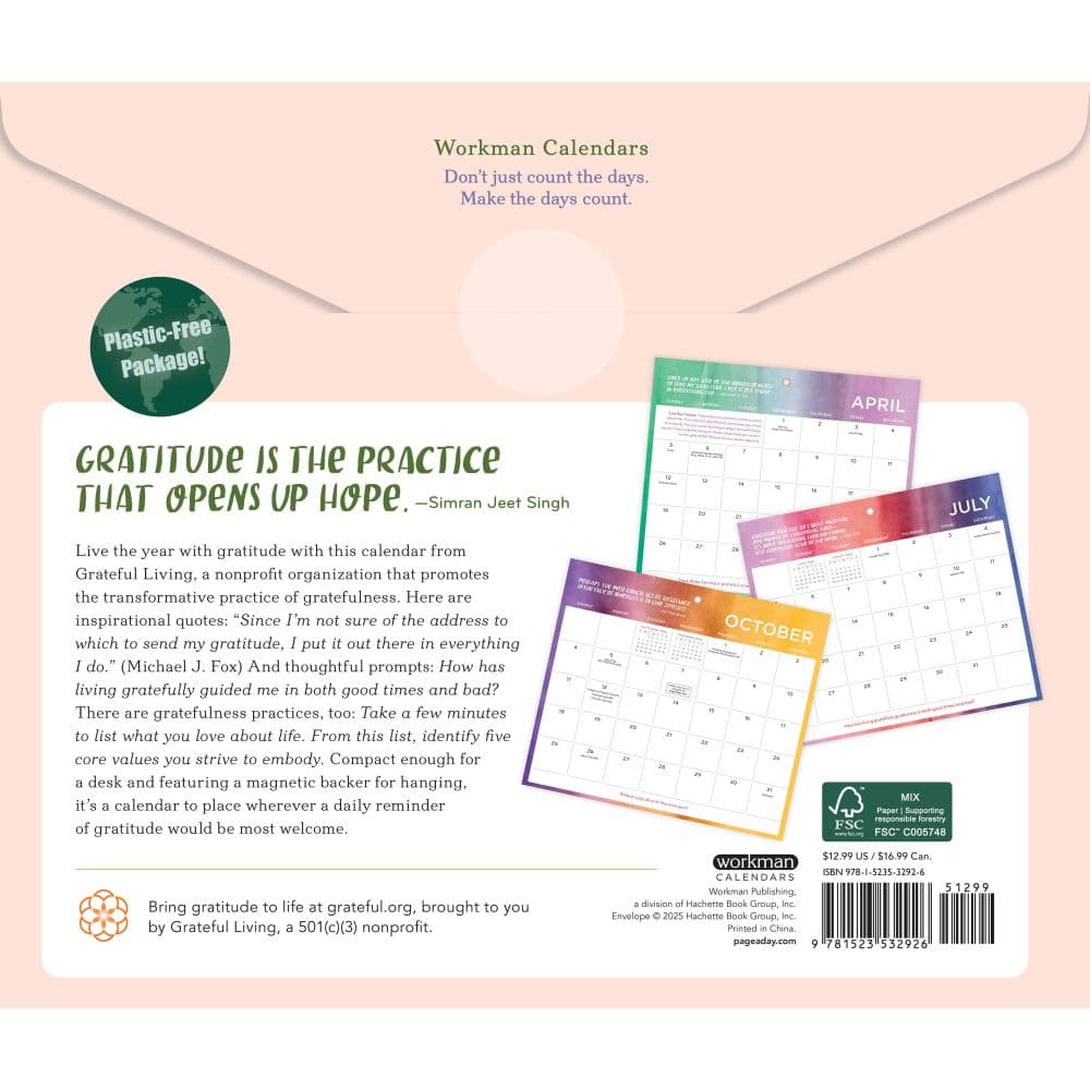 Everyday Gratitude Magnetic 2026 Wall Calendar First Alternate Image