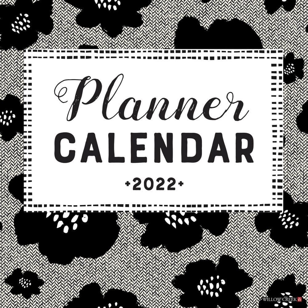Black Floral Planner 2022 Wall Calendar